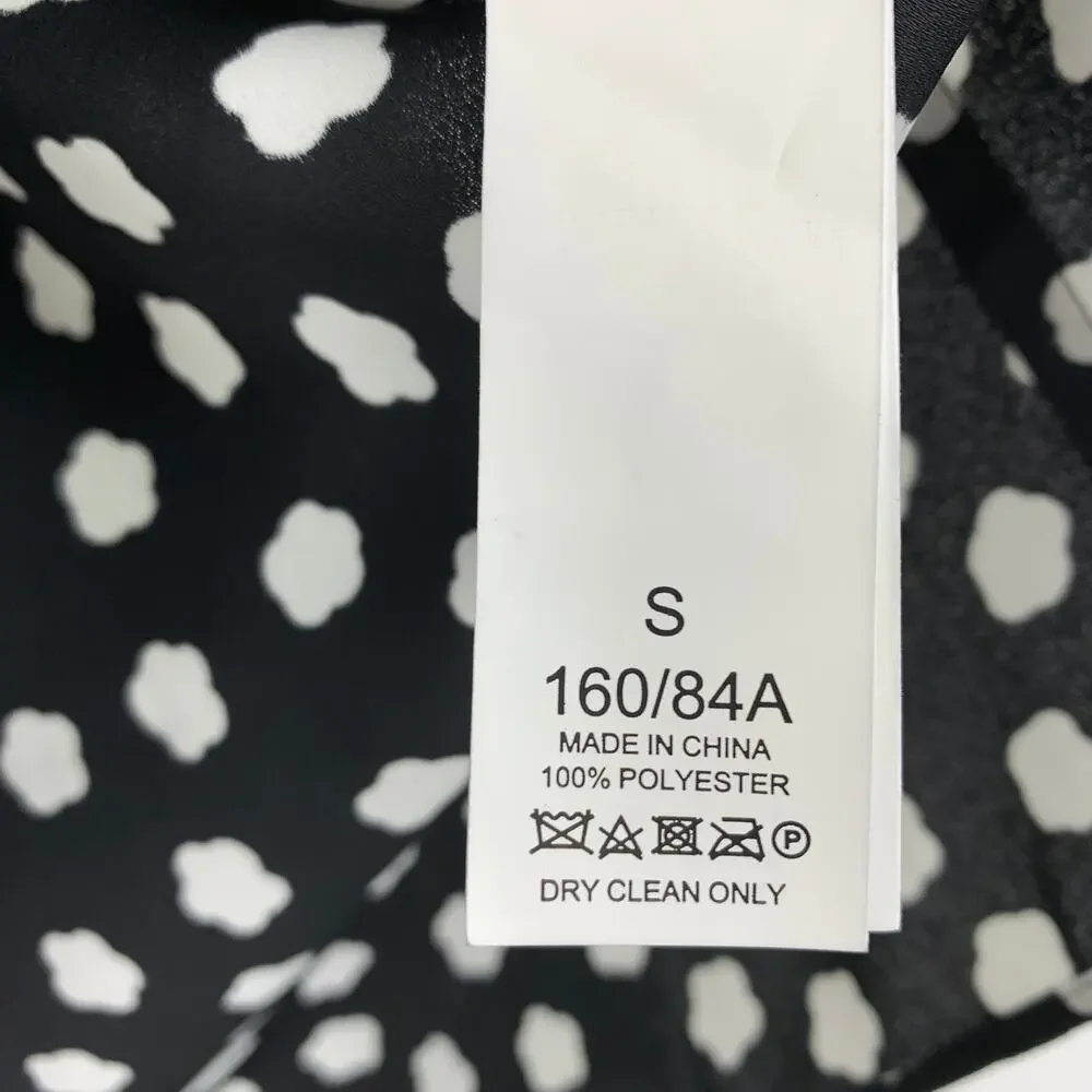 Kate Spade Cloud Dot Blouse Womens Size Small Ruffle Tie Neck Black White NEW